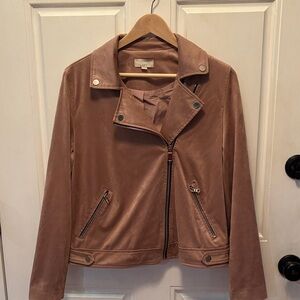 Ladies Faux Suede LOFT Mauve Moto Jacket size Medium